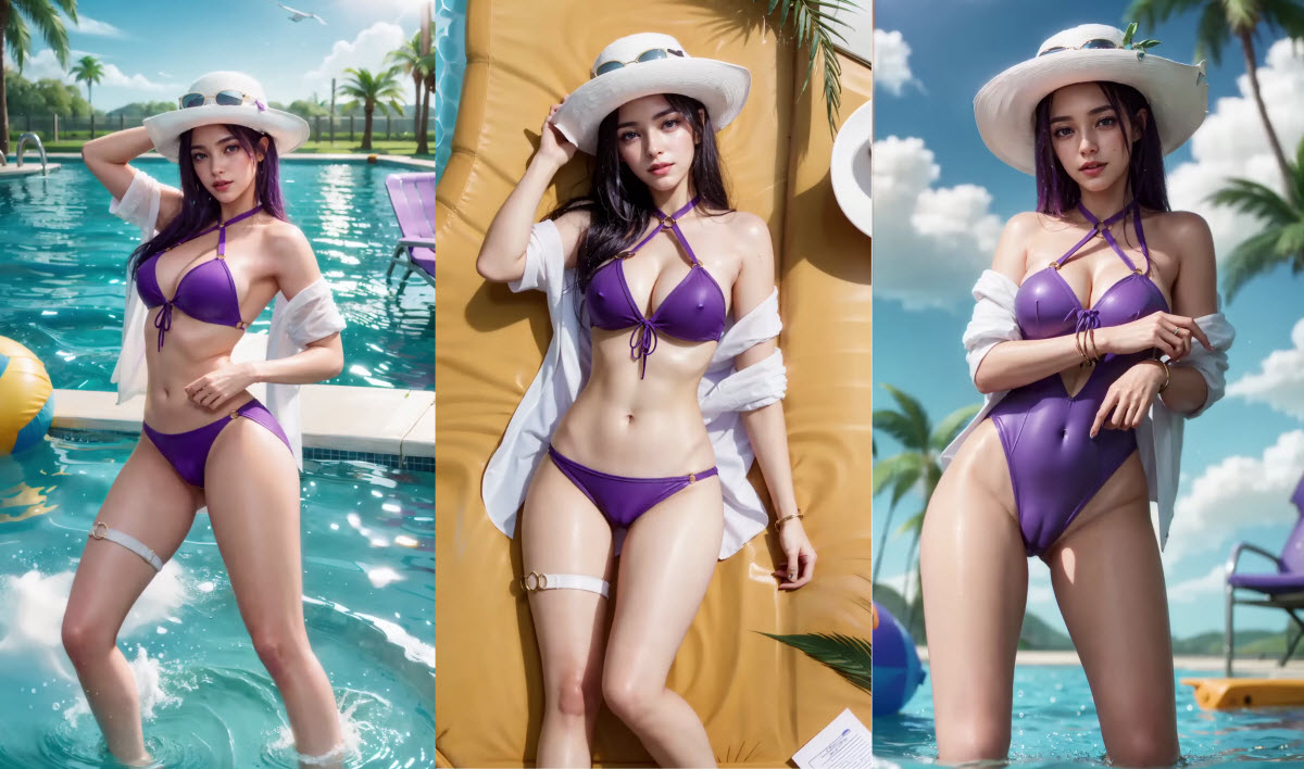 Ai Lookbook Lol Caitlyn Pool Party Bikini Swimsuit Cosplay Ai Art