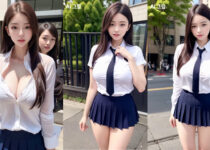 ai art lookbook korean high school uniform