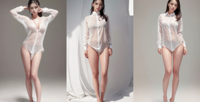 ai lookbook beautiful girl in a white shirt and panties image
