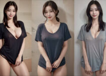 hot girl in t-shirt without bra - ai art lookbook