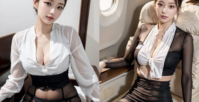 Have a happy flight with a slender flight attendant